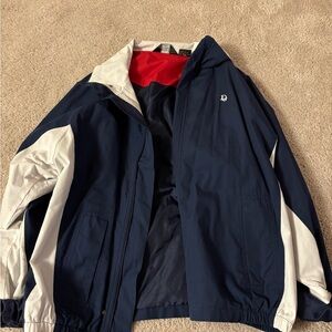 Dior Navy and White Windbreaker with Red Accent
